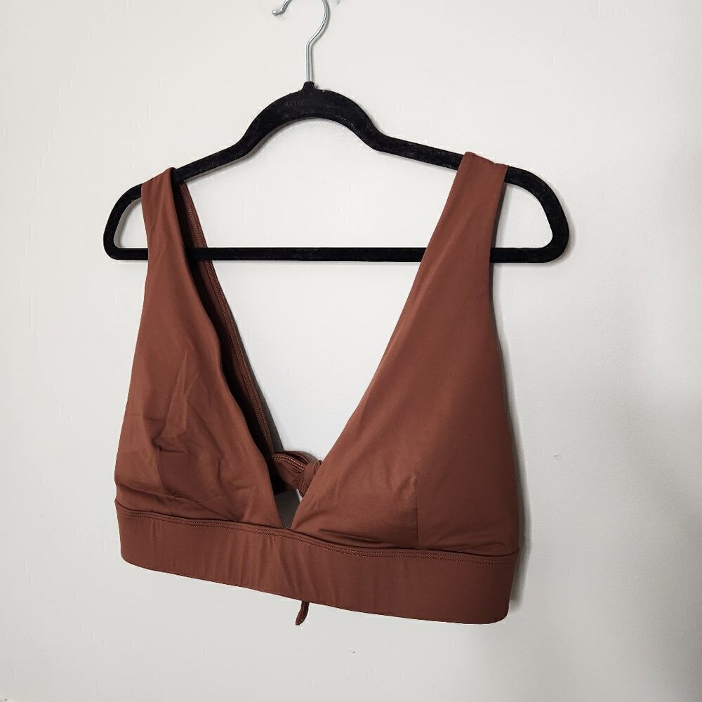 EVERLANE Brown Triangle Bikini Top